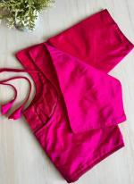 Pattu Silk Hot Pink Casual Wear Plain Readymade Blouse